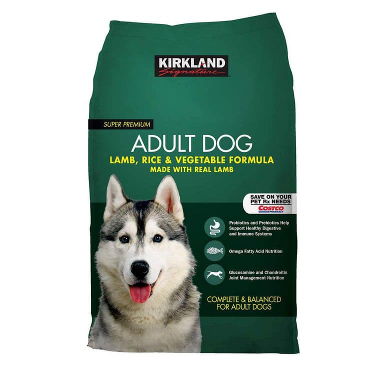 How many liters per 1 kg of dry Kirkland dog food? 